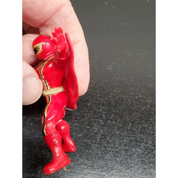 Red Superhero Action Figure With Cape - BVS Markings - Retro Collectible Toy - Picture 5 of 8